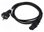 Cable | CEE 7/7 (E/F) plug,IEC C13 female | 1.8m | black | 10A | 250V
