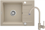 Granite sink with 1-bowl faucet with drainer