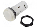 Control lamp | 22mm | Platinum | 230VAC | Kind: flat | transparent