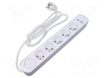 Extension lead | 3x1mm2 | 1.5m | PVC | white | Sockets no: 7 | 16A