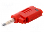 Laboratory connector: 4mm banana | plug | 36A | 30VAC | 60VDC | red