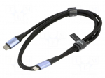 Cable | USB 4.0 | USB C plug,both sides | nickel plated | 1m | black