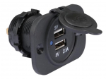 FLUSH MOUNT USB CAR CHARGER (12-24 VDC IN,2 x 5 V OUT)