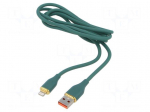 Cable | USB 2.0 | Apple Lightning plug,USB A plug | 1.5m | green