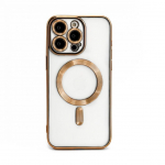 Back panel cover iLike Apple iPhone 15 Pro Electroplate TPU Case with MagSafe Transparent Gold