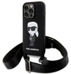 Back panel cover Karl Lagerfeld Apple iPhone 15 Pro Max 6.7 hardcase Crossbody Silicone Ikonik Black