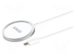 Inductance charger | white | Qi | 5&divide;12VDC | 15W