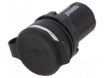 USB socket | 22mm | IP65 | on panel | 1m | USB 3.0 | Mat: plastic
