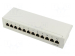 Patch panel | grey | Number of ports: 12 | Cat: 5e | RJ45 socket x12