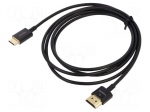 Cable | HDMI plug,mini HDMI plug | Len: 1.5m | black | 36AWG | Core: Cu