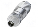 Connector: M12 | plug | PIN: 8 | 48V | straight | IP65 | IDC | Contacts: CuSn
