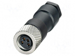 Connector: M8 | PIN: 4 | 4A | 30V | IP67 | straight | unshielded | plug