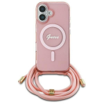 Guess GUHMP16SHCTSGNSP Hardcase Crossbody Cord Script MagSafe for iPhone 16 6.1" / pink