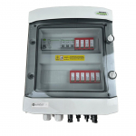 Switchgear attached DCAC hermetic IP65 EMITTER with DC surge arrester Dehn 1000V type 2, 2 x PV string, 2 x MPPT // og. AC Dehn type 2, 25A 3-F, RCD 40A/300mA