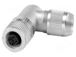Connector: M12 | plug | PIN: 4 | industrial | 48V | angled | IP65 | CuSn