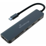 MediaRange USB-C 6-&uuml;hes mitmeporti adapter, silver
