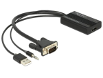 Adapter AV Delock D-Sub (VGA) - HDMI + USB-A + k&otilde;rvaklappide pesa 3,5 mm Black (62597)