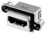 Connector: HDMI | socket | PIN: 19 | gold-plated | angled 90&deg; | THT | IP67