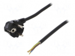 Cable | SCHUKO plug,CEE 7/7 (E/F) plug angled,wires | 1m | black