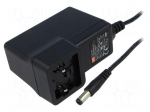 Power supply: switching | mains,plug-in | 48VDC | 0.38A | 18W | 87%