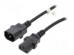 Cable | 3x1mm2 | IEC C13 female,IEC C14 male | PVC | 3m | black | 10A
