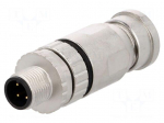 Connector: M12 | plug | PIN: 4 | male | 250V | straight | IP67 | for cable