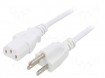 Cable | 3x18AWG | IEC C13 female,NEMA 5-15 (B) plug | PVC | 1.8m