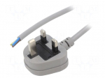 Cable | 3x1mm2 | BS 1363 (G) plug,wires | PVC | 1.8m | grey | 13A | 250V