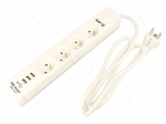 Plug socket strip: protective | Sockets: 4 | 230VAC | 16A | grey | 3680W