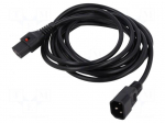 Cable | IEC C13 female,IEC C14 male | PVC | 4m | black | 10A | 250V