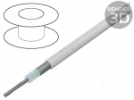 Wire: coaxial | 1x36AWG | stranded | Cu | PFA | white | 30.5m | 100ft