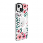 Back panel cover Evelatus Apple iPhone 15 PC+TPU With MagSafe Customized Print Flower Transparent