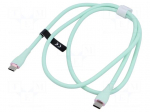 Cable | USB 2.0 | USB C plug,both sides | nickel plated | 1m | green