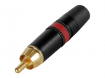 REAN - PHONO PLUG (RCA) - GOLD PLATED CONTACTS - RED COLOUR MARKING RING