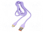 Cable | USB 2.0 | Apple Lightning plug,USB A plug | 1.5m | violet