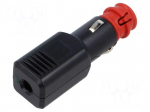 Cigarette lighter plug | screw terminal | Sup.volt: 12&divide;24VDC | 15A