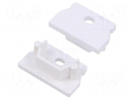 Cap for LED profiles | white | 20pcs | ABS | GEN2,with hole | UNI12