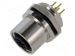 Connector: M12 | socket | PIN: 4 | female | 250V | straight | IP67 | THT