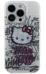 Back panel cover Hello Kitty Apple iPhone 15 6.1 hardcase IML Kitty On Bricks Graffit White