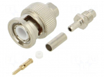 Connector: BNC | plug | straight | 50&Omega; | crimped | Contacts: brass