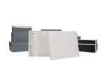 FLAME-RETARDANT INSTRUMENTAL ENCLOSURE - LIGHT GREY TOP WITH BLACK END PANELS -140 x 110 x 35 mm