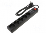 Plug socket strip: protective | Sockets: 5 | 250VAC | 16A | black