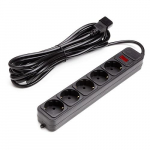 UPS-Rated Extension Cord 5m, 5 sockets, with switch, black