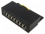 Patch panel | black | Number of ports: 8 | Cat: 6a | RJ45 socket x8