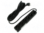 Extension lead | 3G1.5mm2 | 5m | PVC | black | Sockets no: 6 | 16A