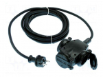 Extension lead | 3G2.5mm2 | 5m | rubber | black | Sockets no: 3 | 16A