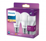 PHILIPS LED 75W A60 E27 Silti balta 2700K matēta 2 gab spuldze 8720169324510 929003818034