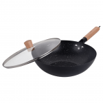 Kokkamis- ja lauan&otilde;ud | K&ouml;&ouml;gitarbed // Pannid // Wok z pokrywką 30 cm, stal węglowa, marmurkowa powłoka nieprzywierająca, drewniany uchwyt, kinghoff, kh-1984
