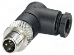 Connector: M8 | PIN: 3 | 4A | 48V | IP67 | angled | unshielded | plug