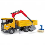 BRUDER Scania Super 560R Baustellen-LKW mit Kran und 2 Paletten